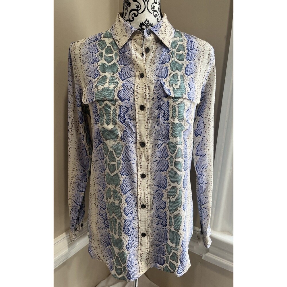 Equipment Femme Women's Long Sleeves Button Down Animal Print Shirt Size XS